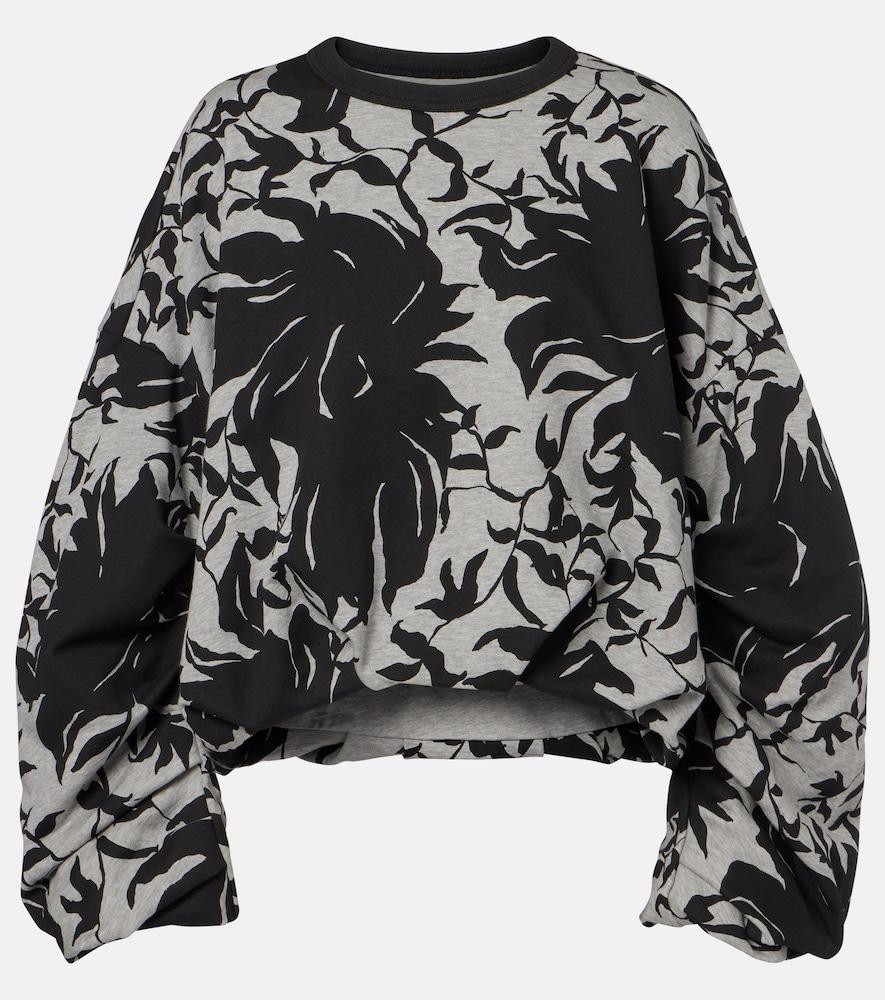 dries van noten draped floral cotton jersey sweatshirt