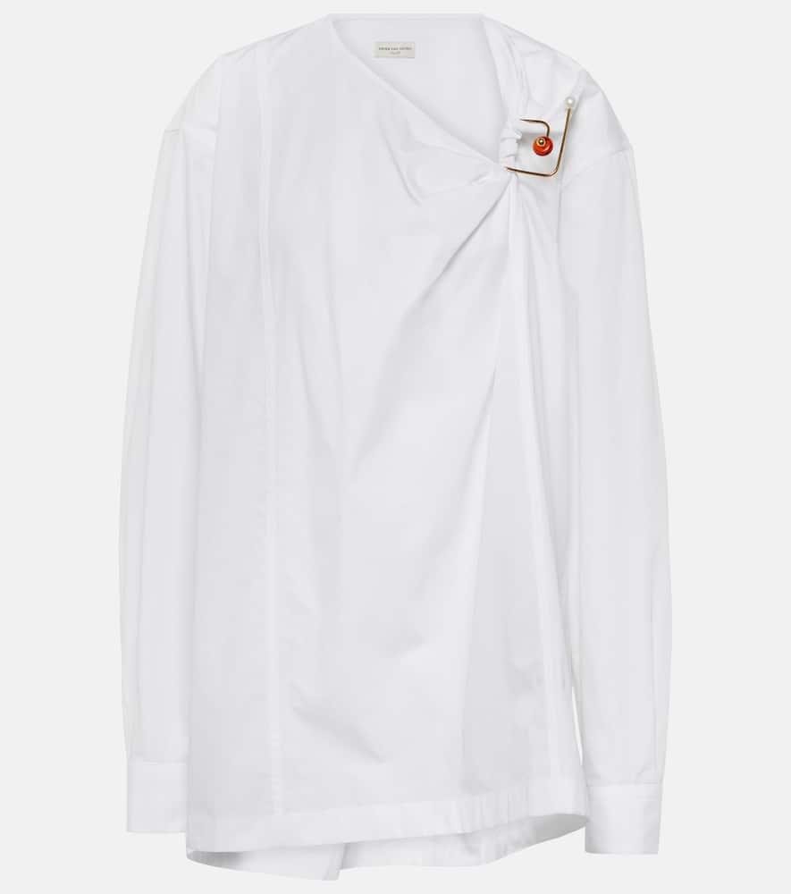 dries van noten embellished cotton poplin blouse