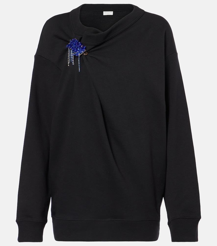 dries van noten embellished gathered cotton sweater