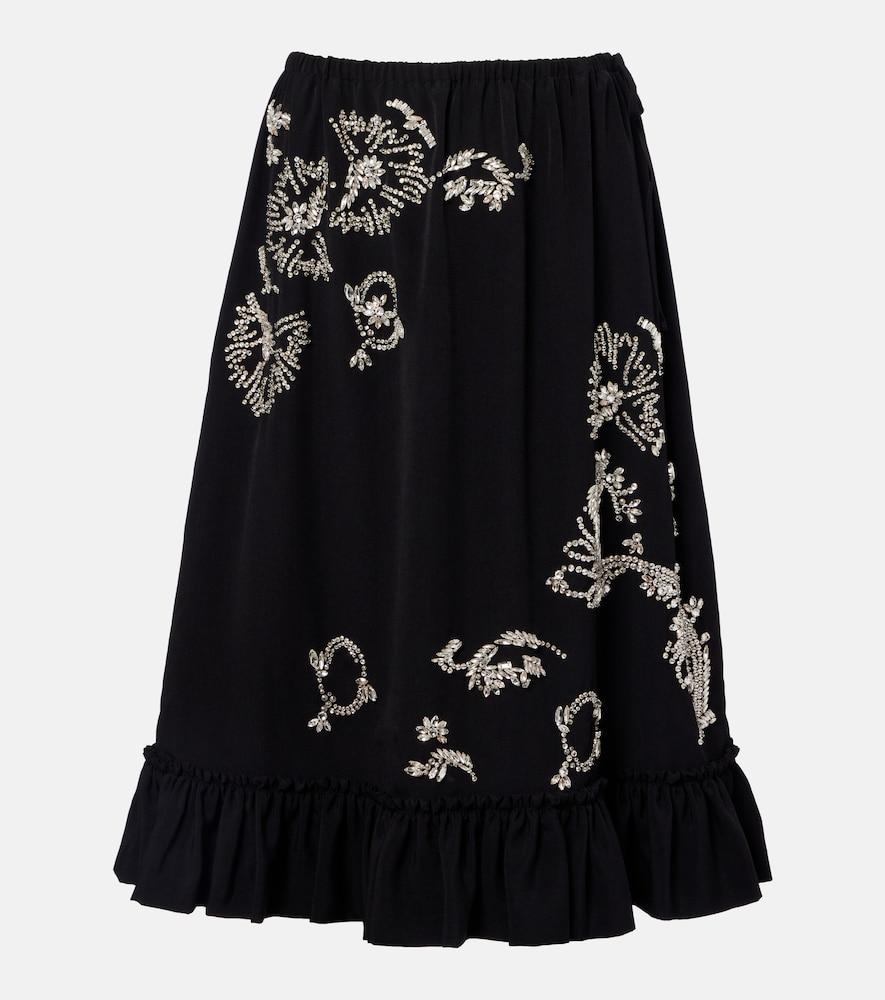 dries van noten embellished ruffled midi skirt