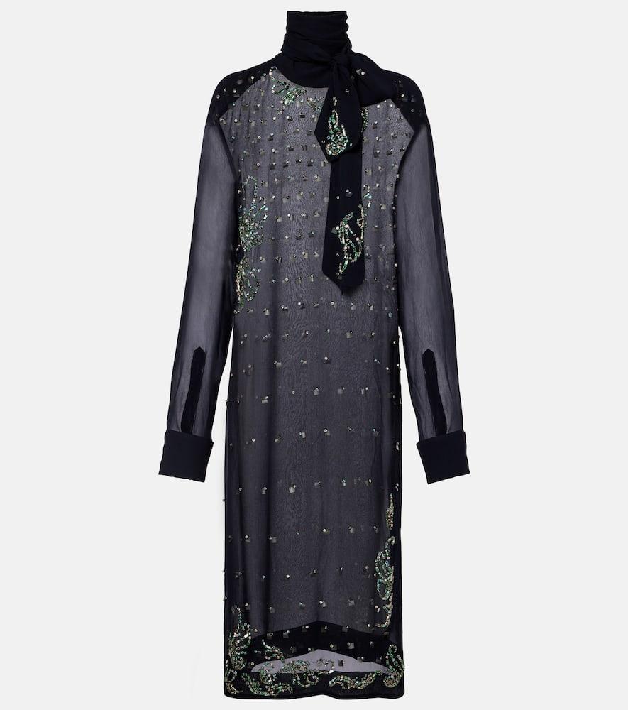 dries van noten embellished sheer midi dress