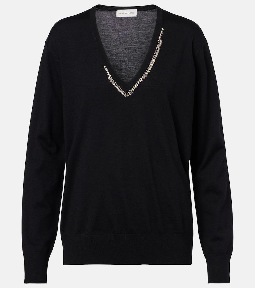 dries van noten embellished wool sweater