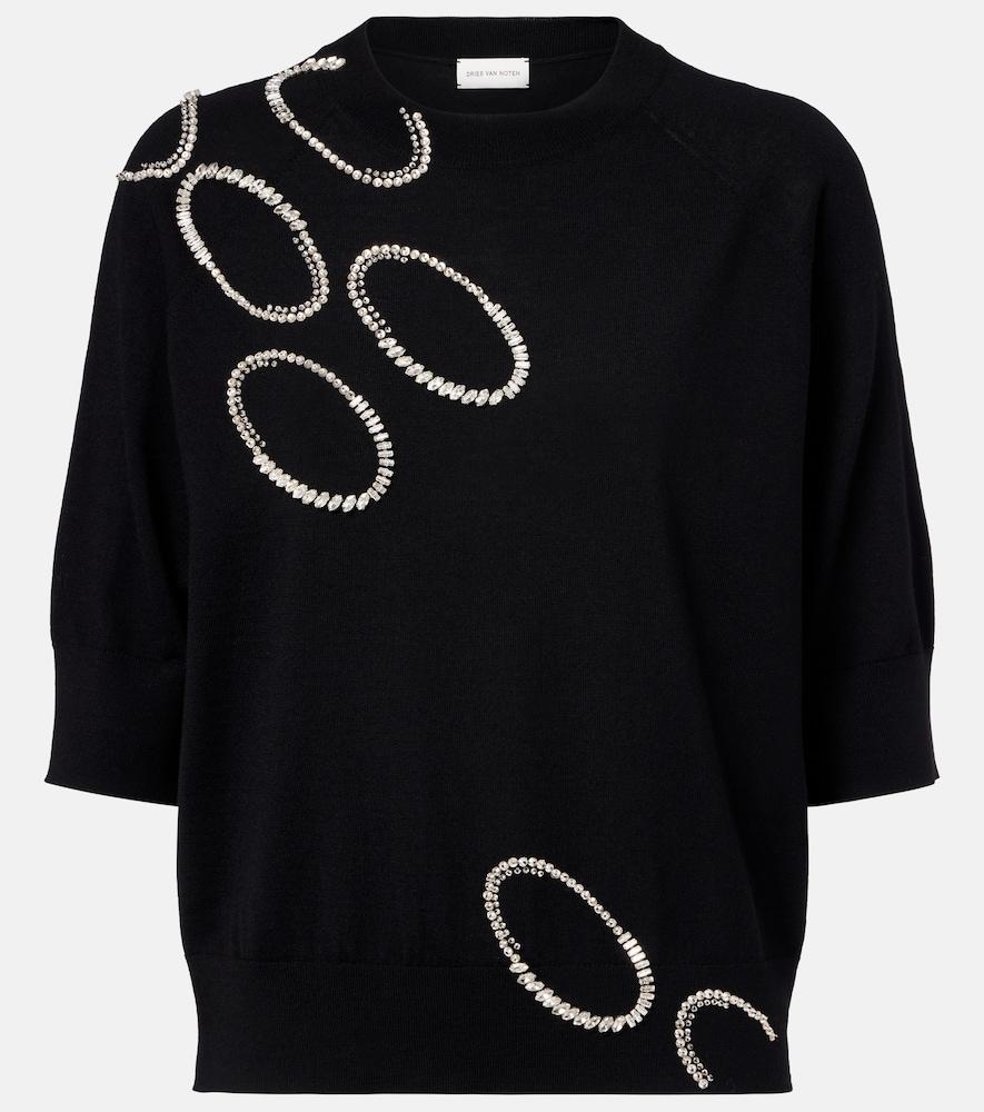 dries van noten embellished wool sweater