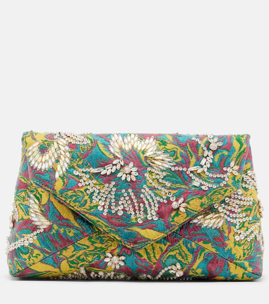 dries van noten envelope small embellished jacquard clutch
