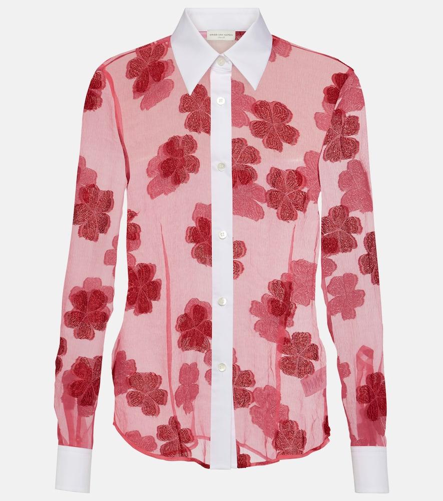 dries van noten floral cotton jacquard shirt