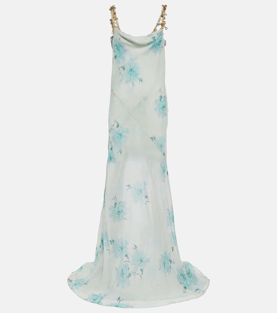 dries van noten floral embellished silk chiffon gown