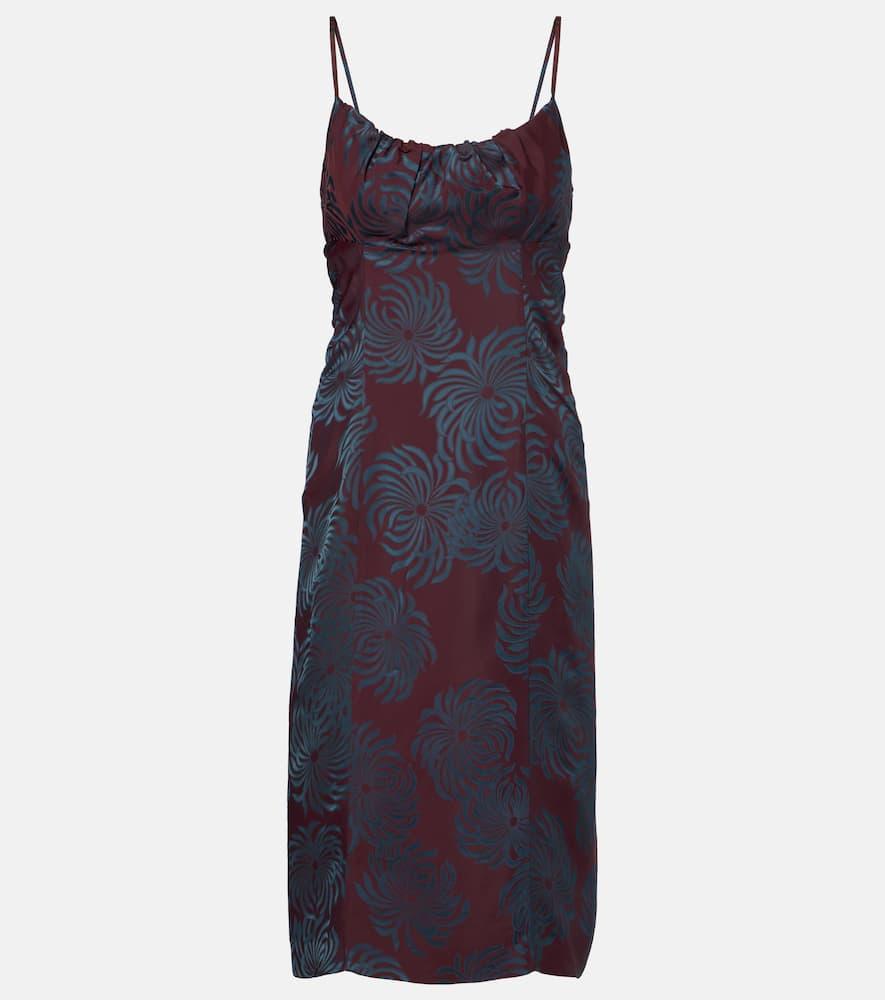 dries van noten floral jacquard midi dress