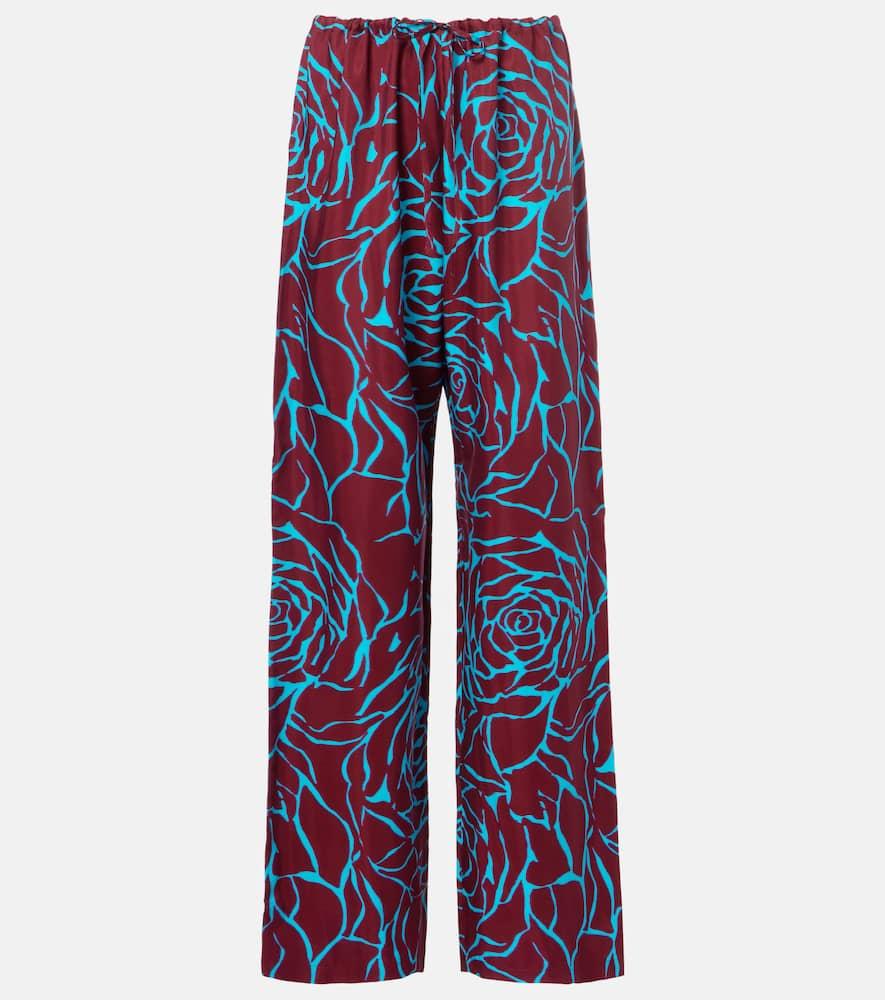 dries van noten floral jersey straight pants