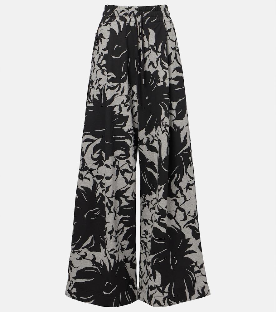 dries van noten floral pleated cotton jersey sweatpants