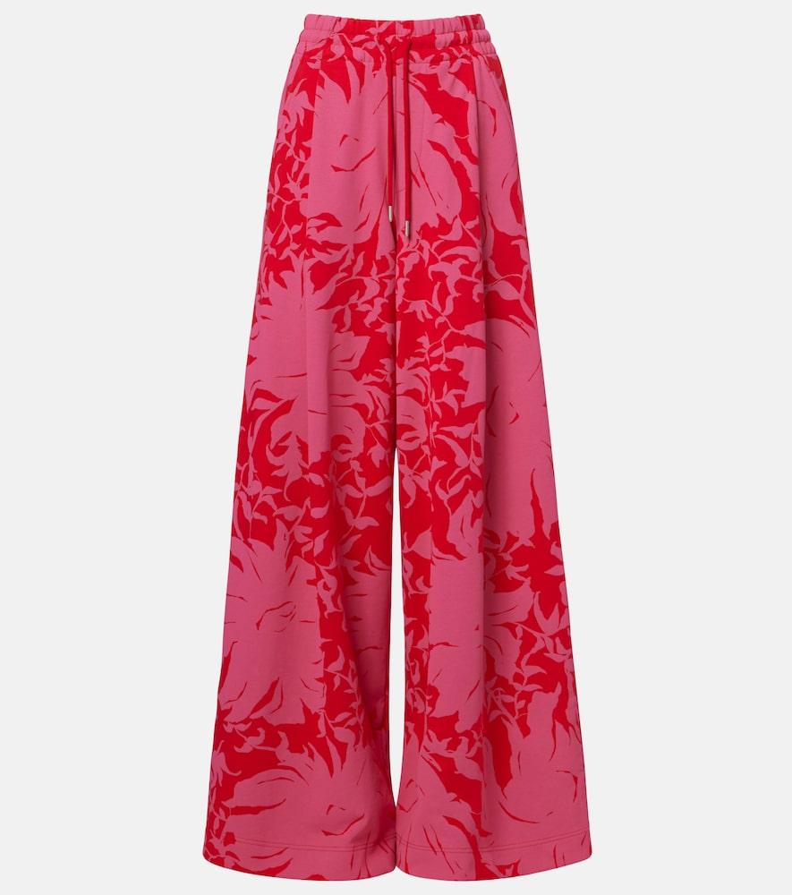 dries van noten floral pleated cotton jersey sweatpants