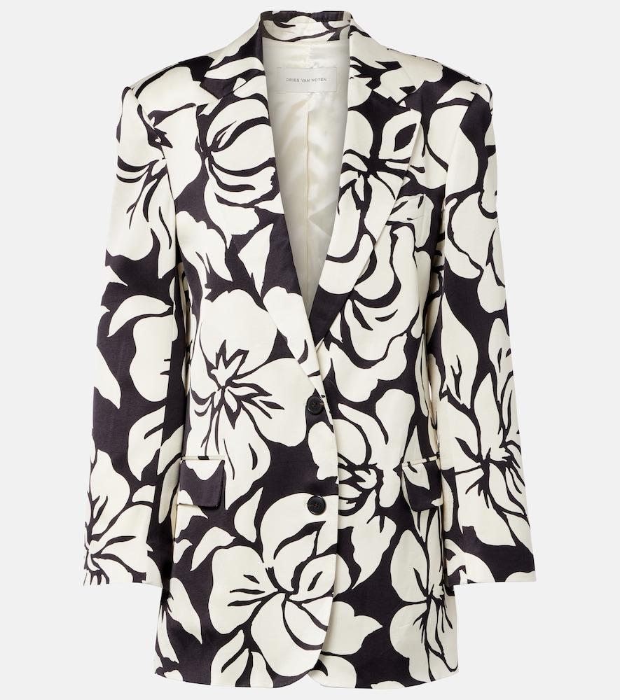 dries van noten floral satin blazer