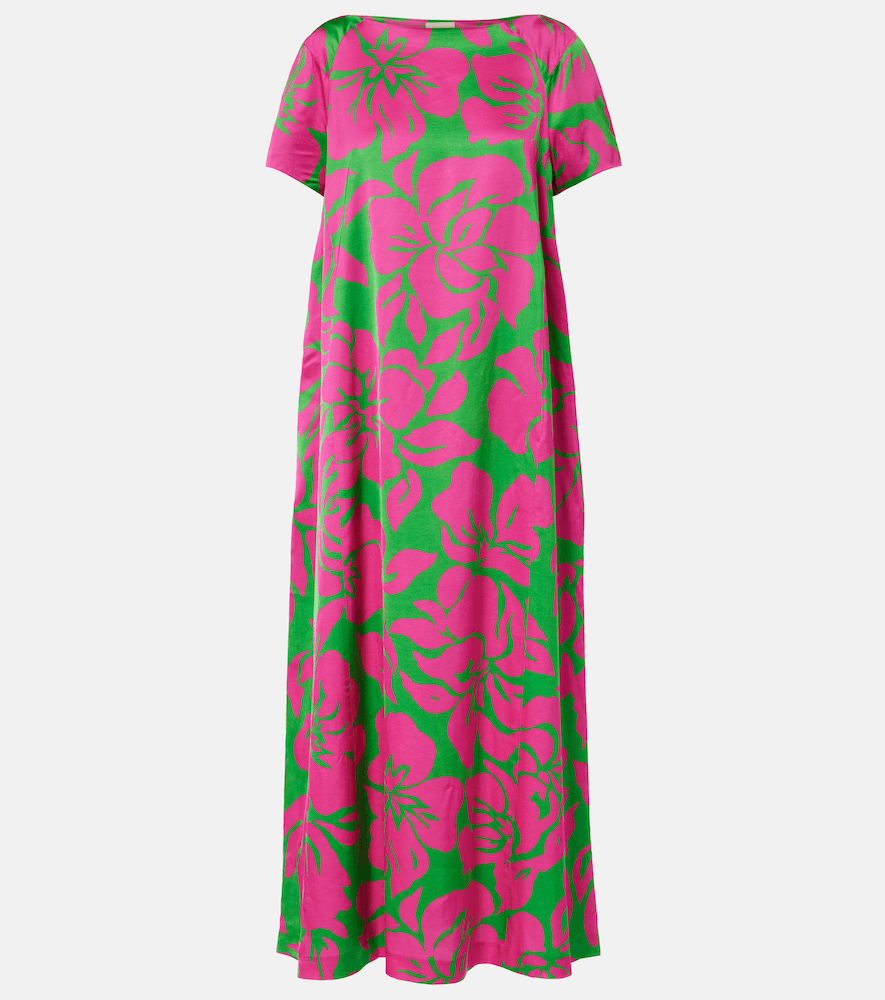dries van noten floral satin midi dress