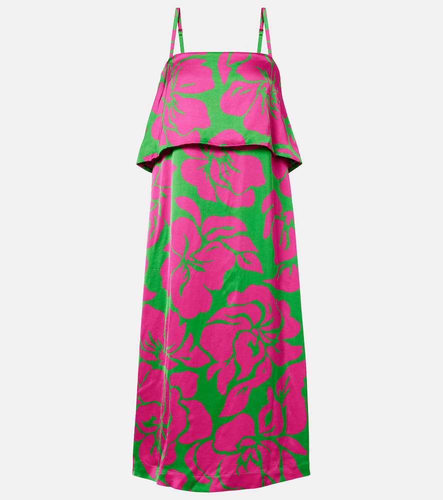 dries van noten floral satin midi dress