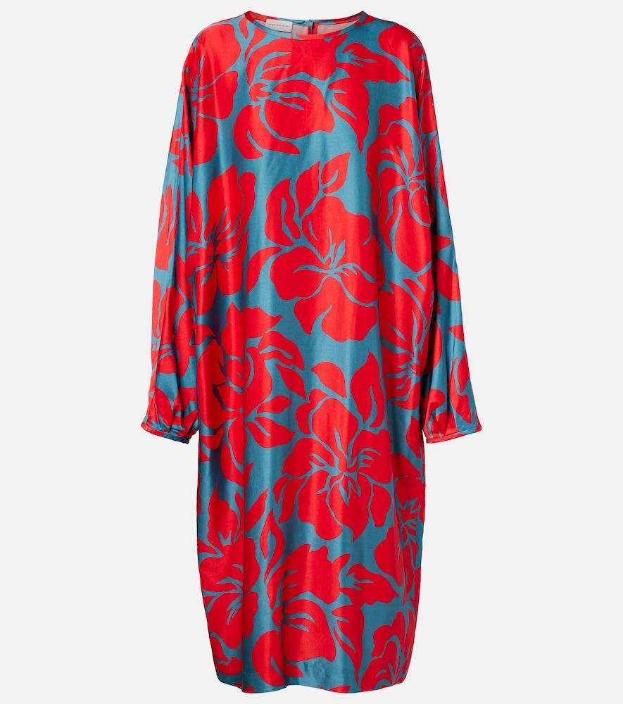 dries van noten floral satin midi dress