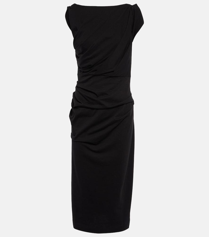 dries van noten gathered cotton jersey midi dress