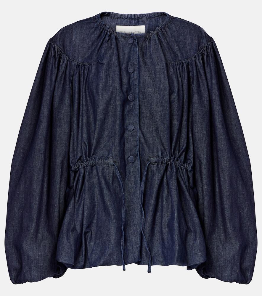 dries van noten gathered denim blouse