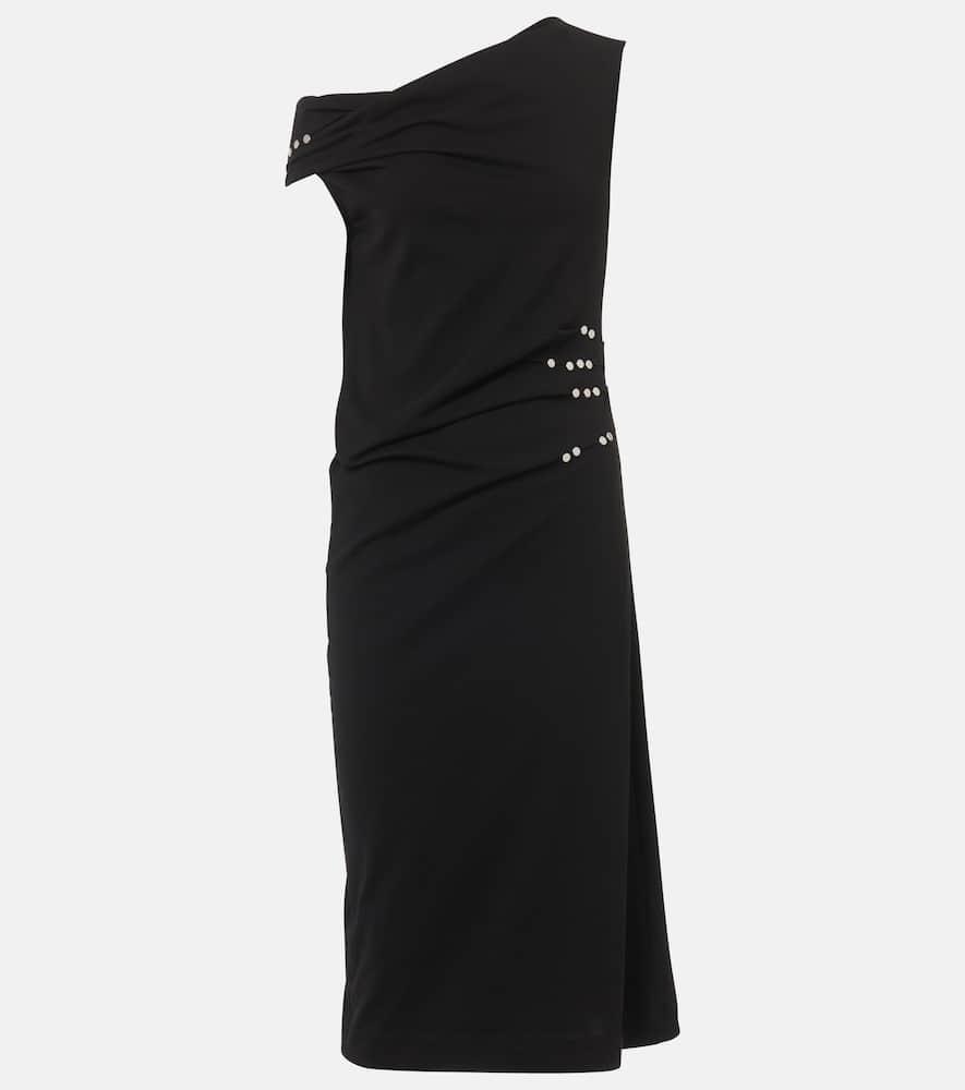 dries van noten gathered embellished jersey midi dress
