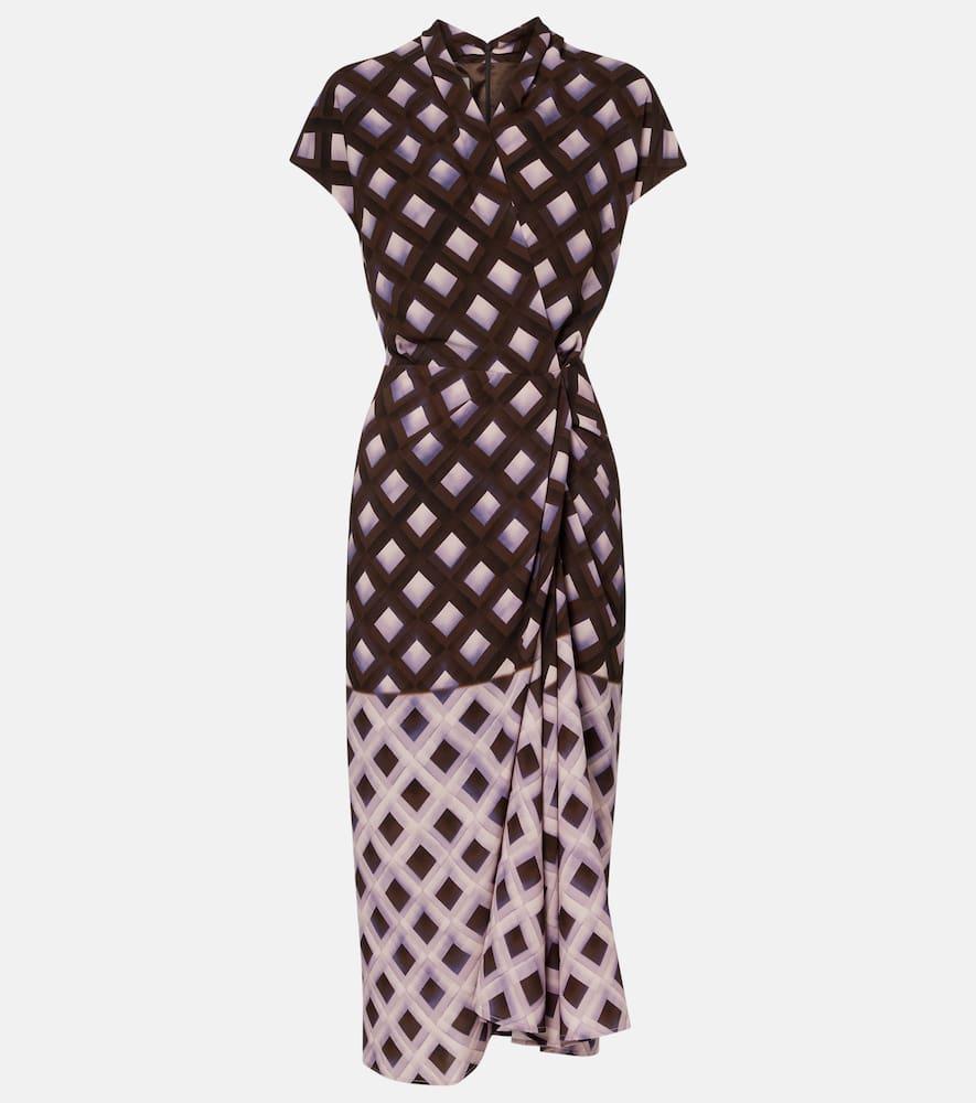 dries van noten gathered printed midi dress