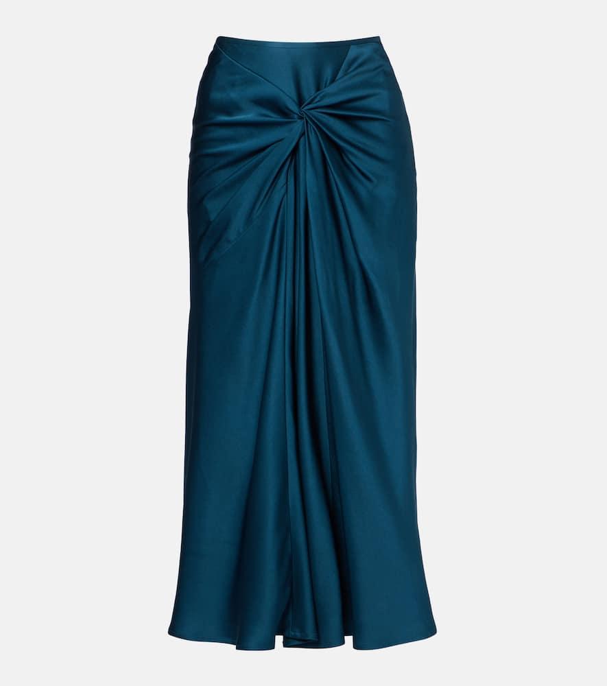 dries van noten gathered satin midi skirt