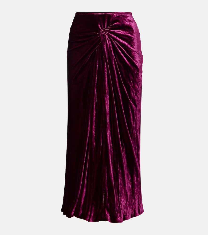 dries van noten gathered velvet midi skrit