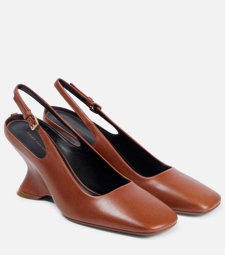 dries van noten leather slingback pumps