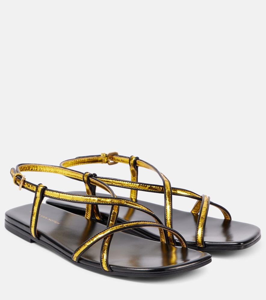 dries van noten metallic leather sandals