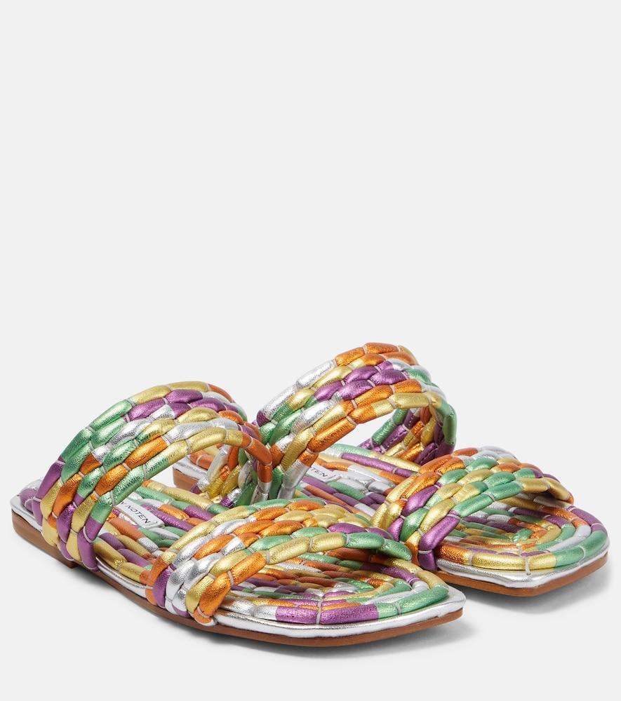 dries van noten metallic leather sandals