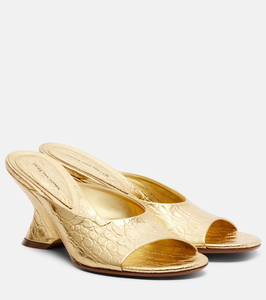 dries van noten metallic leather sandals