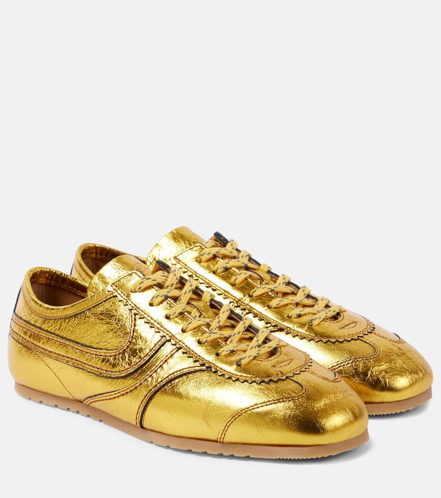 dries van noten metallic leather sneakers