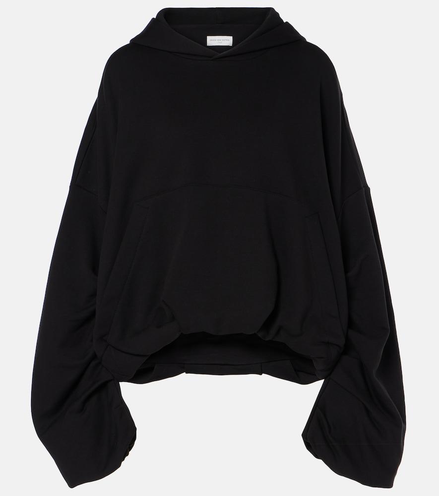 dries van noten oversized draped cotton jersey hoodie