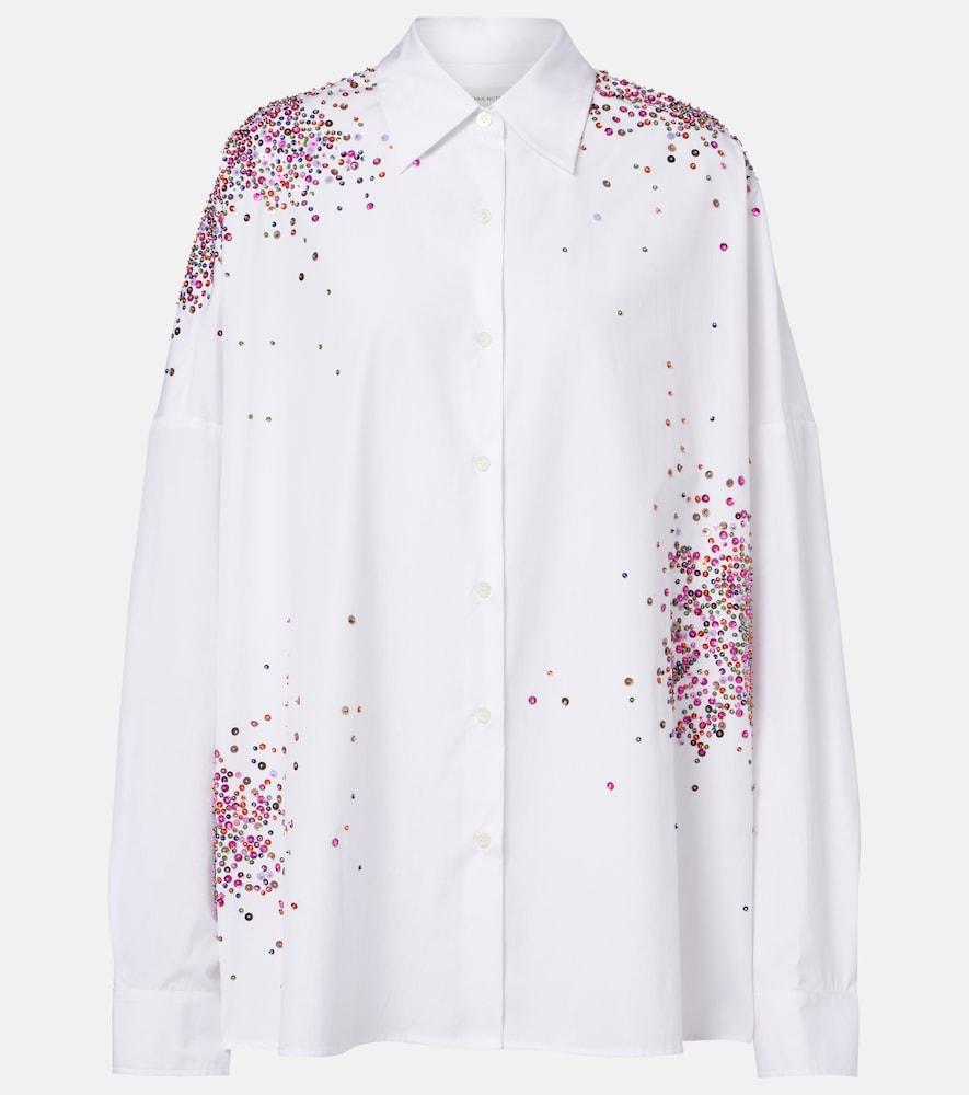 dries van noten oversized sequined cotton shirt
