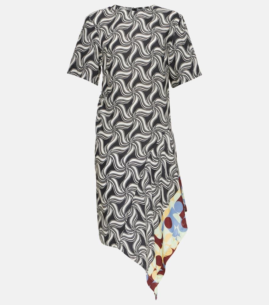 dries van noten printed asymmetric midi dress