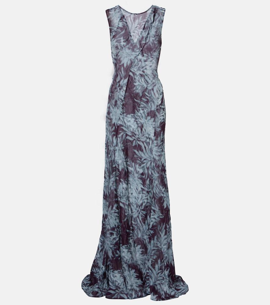 dries van noten printed chiffon gown