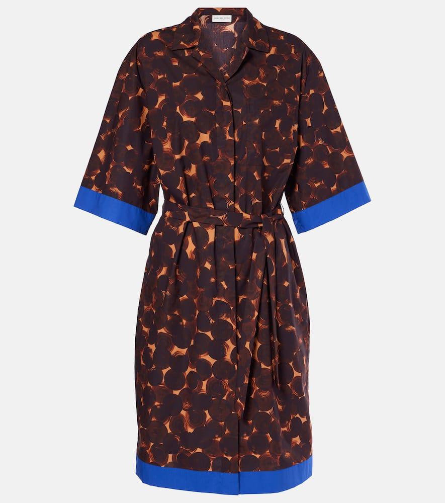 dries van noten printed cotton poplin shirt dress