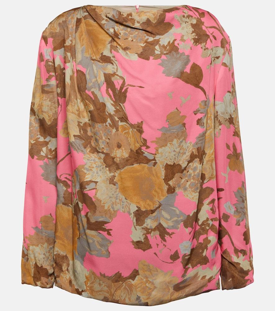 dries van noten printed draped blouse