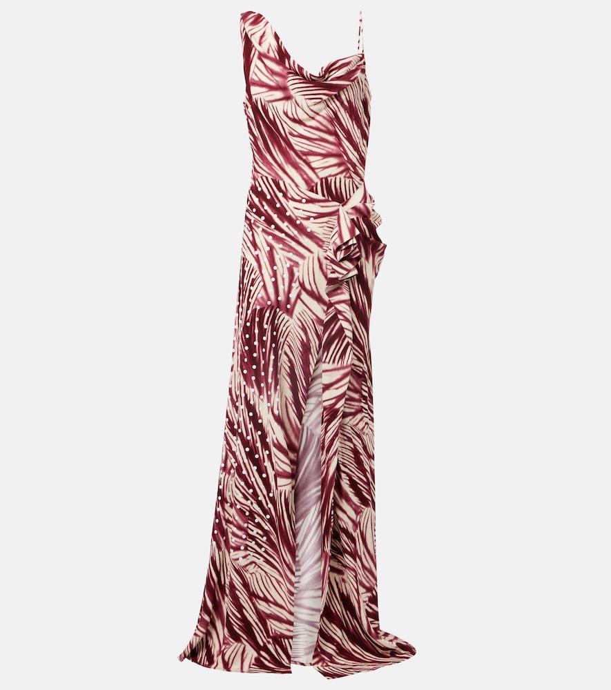dries van noten printed draped crêpe gown
