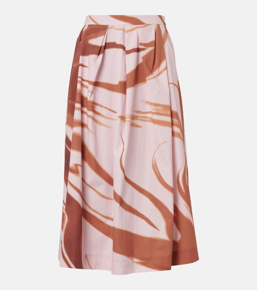 dries van noten printed gathered cotton midi skirt