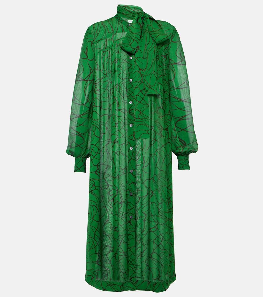 dries van noten printed georgette midi dress