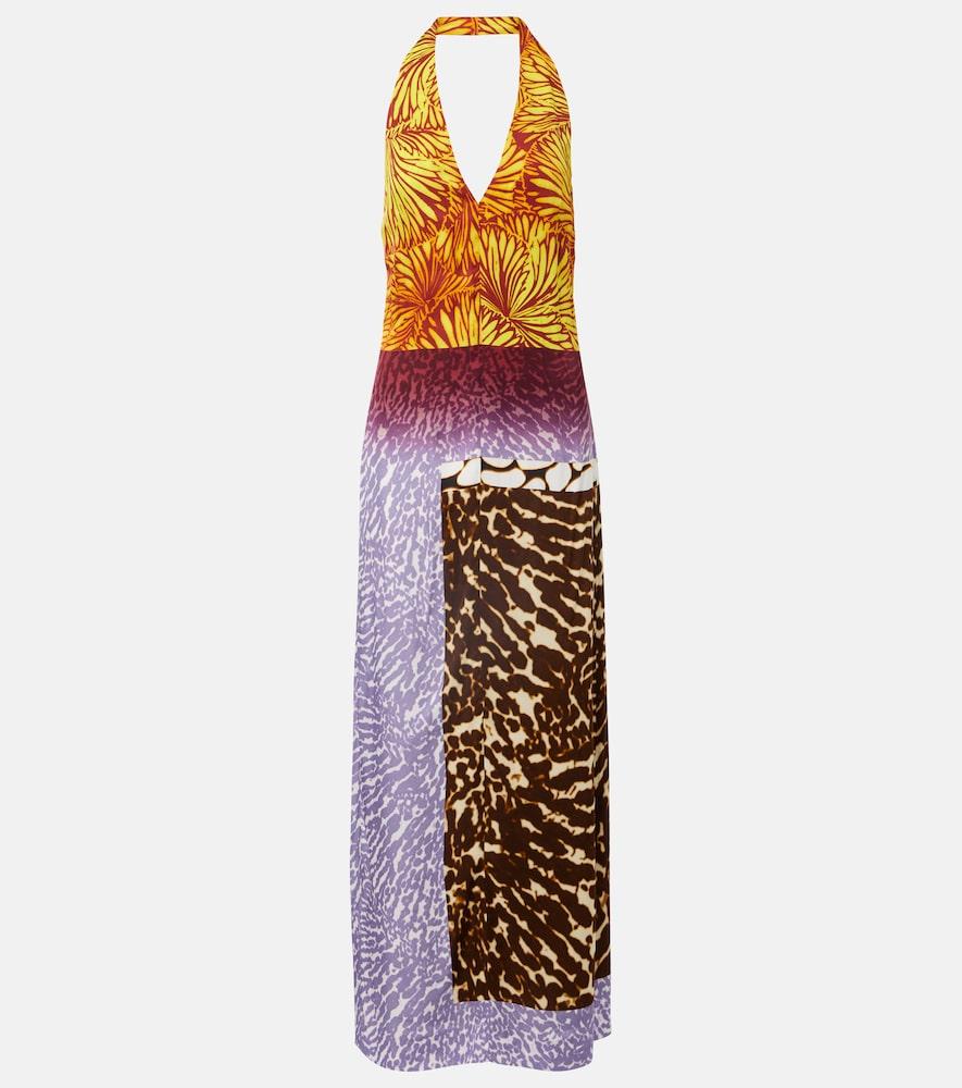 dries van noten printed halterneck maxi dress