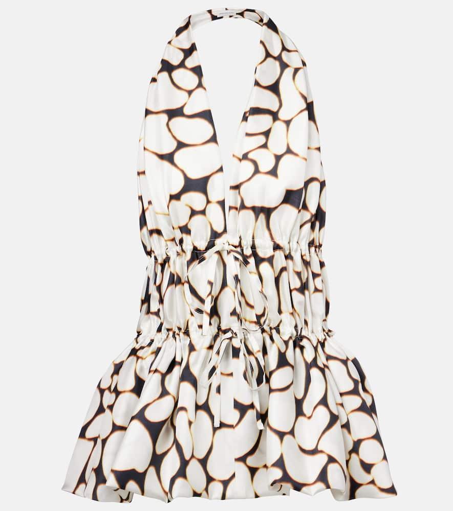 dries van noten printed halterneck silk twill top