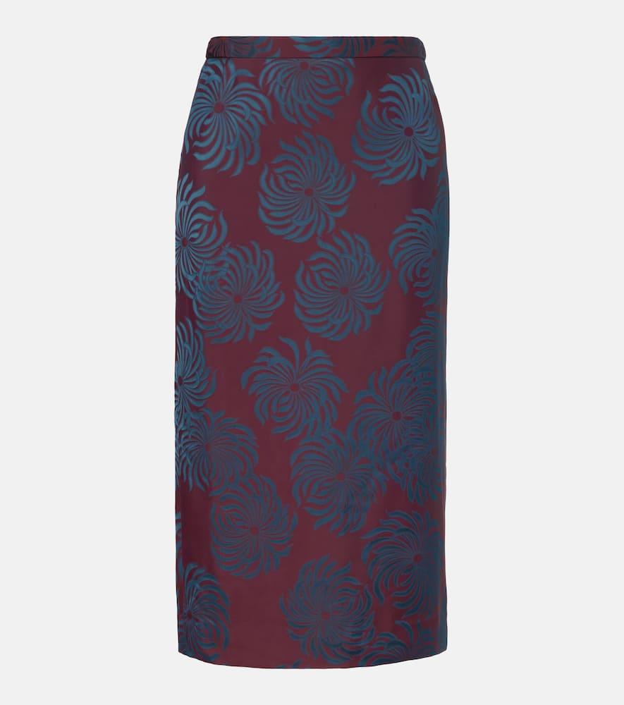 dries van noten printed midi skirt