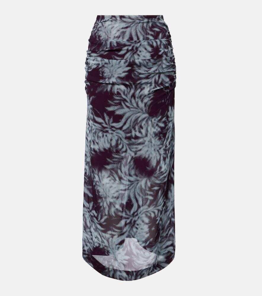 dries van noten printed ruched midi skirt