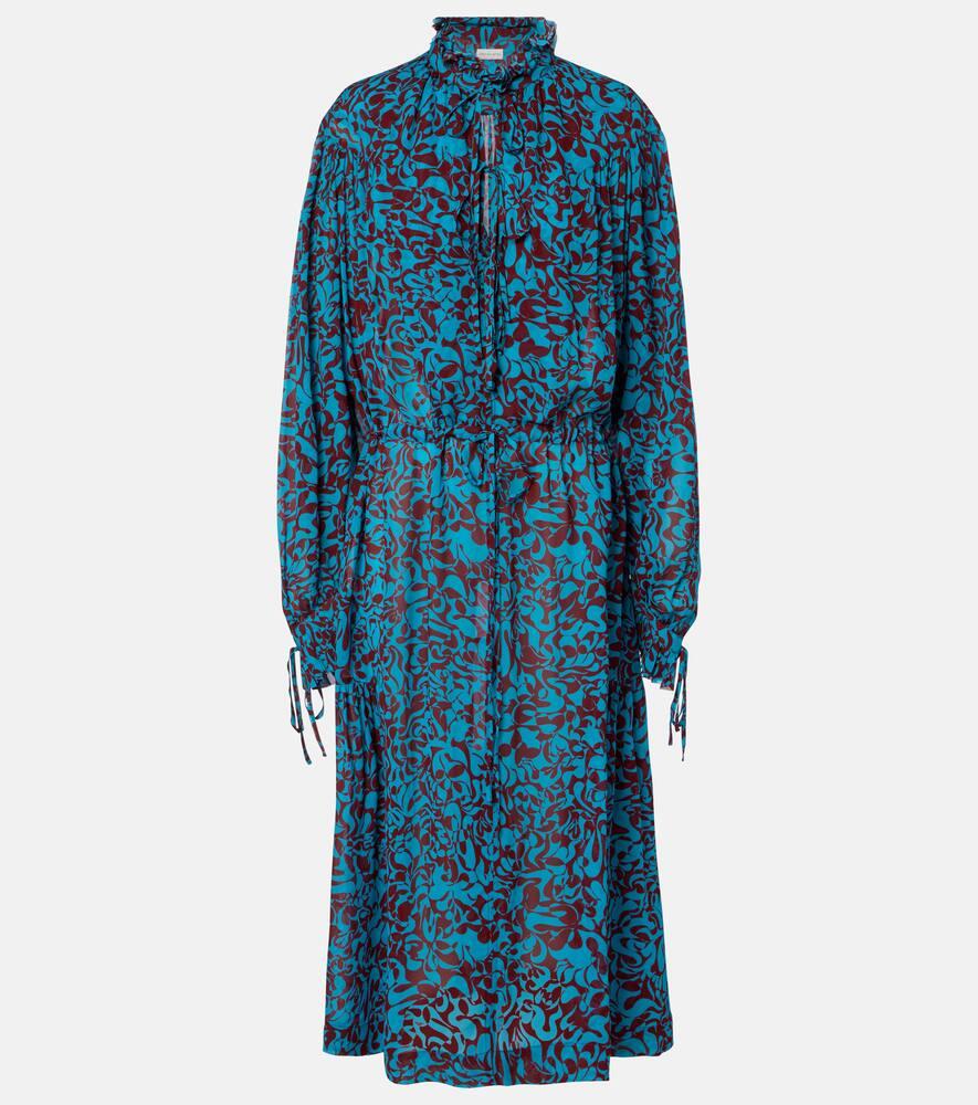 dries van noten printed ruffled shirt dress