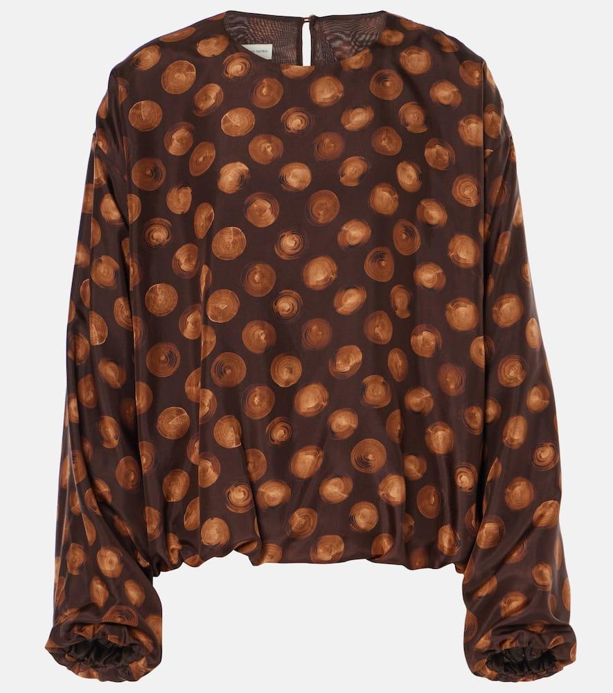 dries van noten printed satin blouse