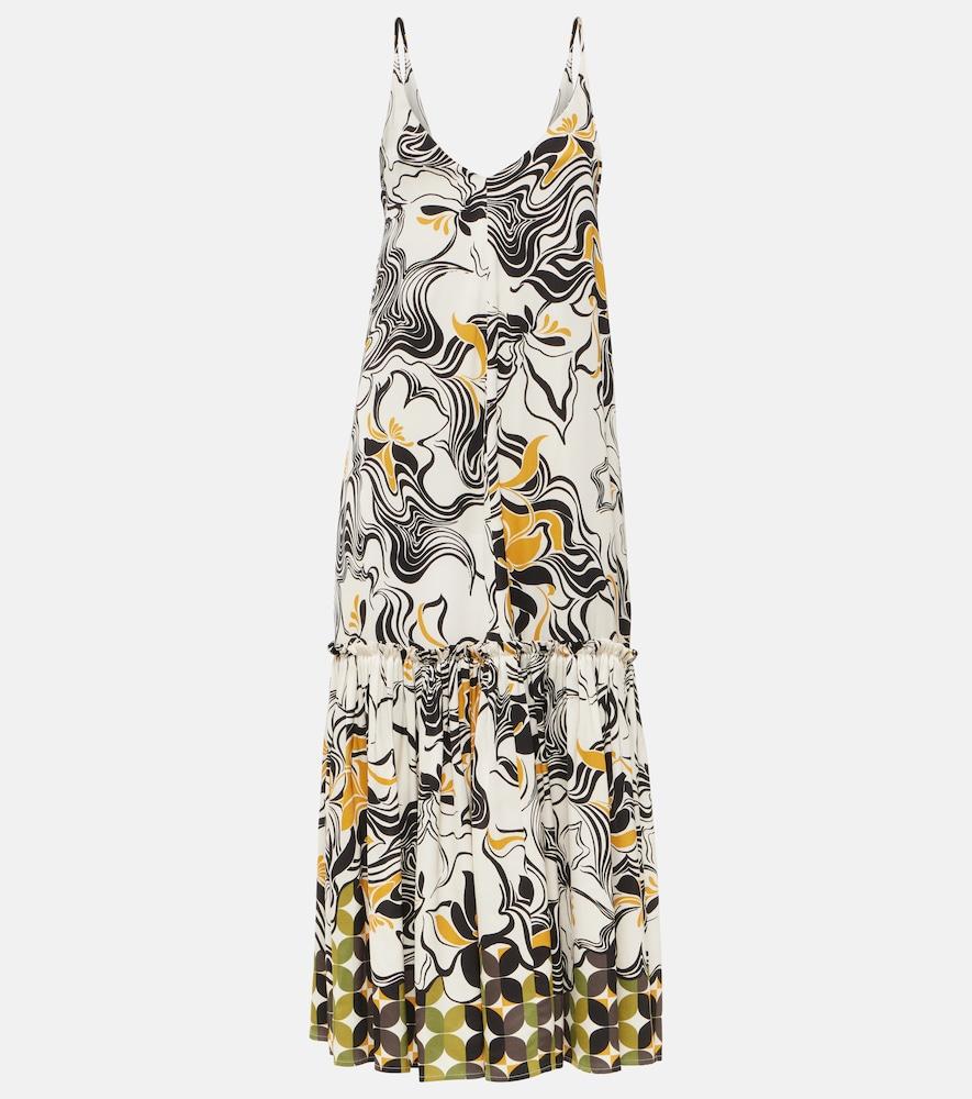 dries van noten printed satin maxi dress