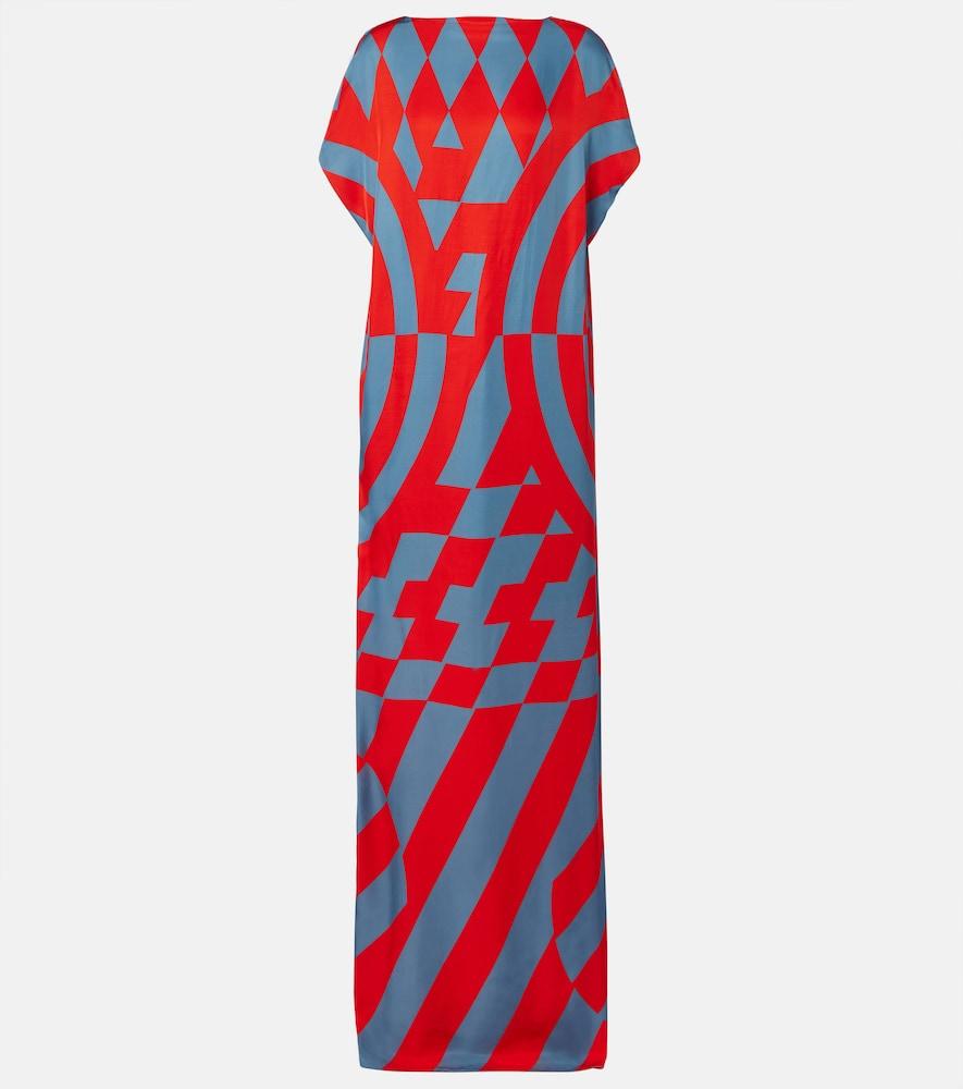 dries van noten printed satin maxi dress