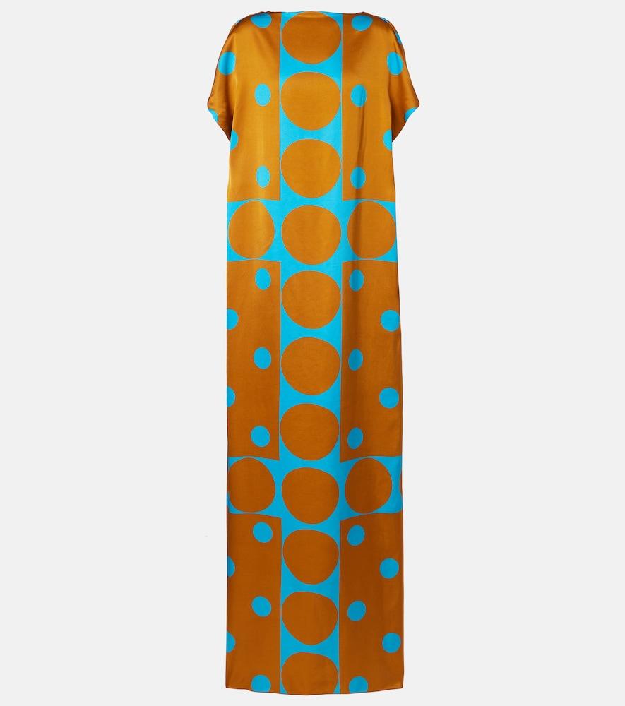dries van noten printed satin maxi dress