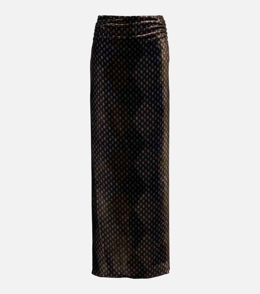 dries van noten printed satin maxi skirt