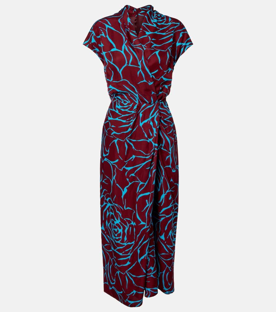 dries van noten printed satin midi dress
