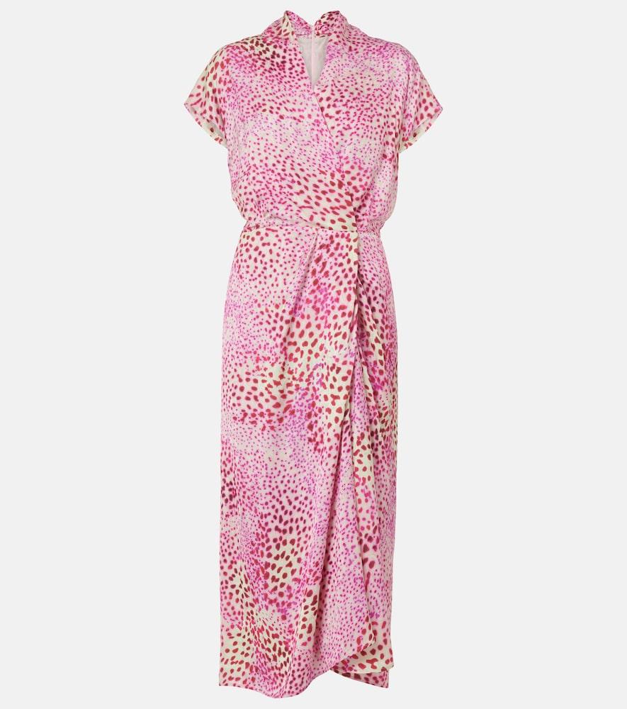 dries van noten printed satin midi dress